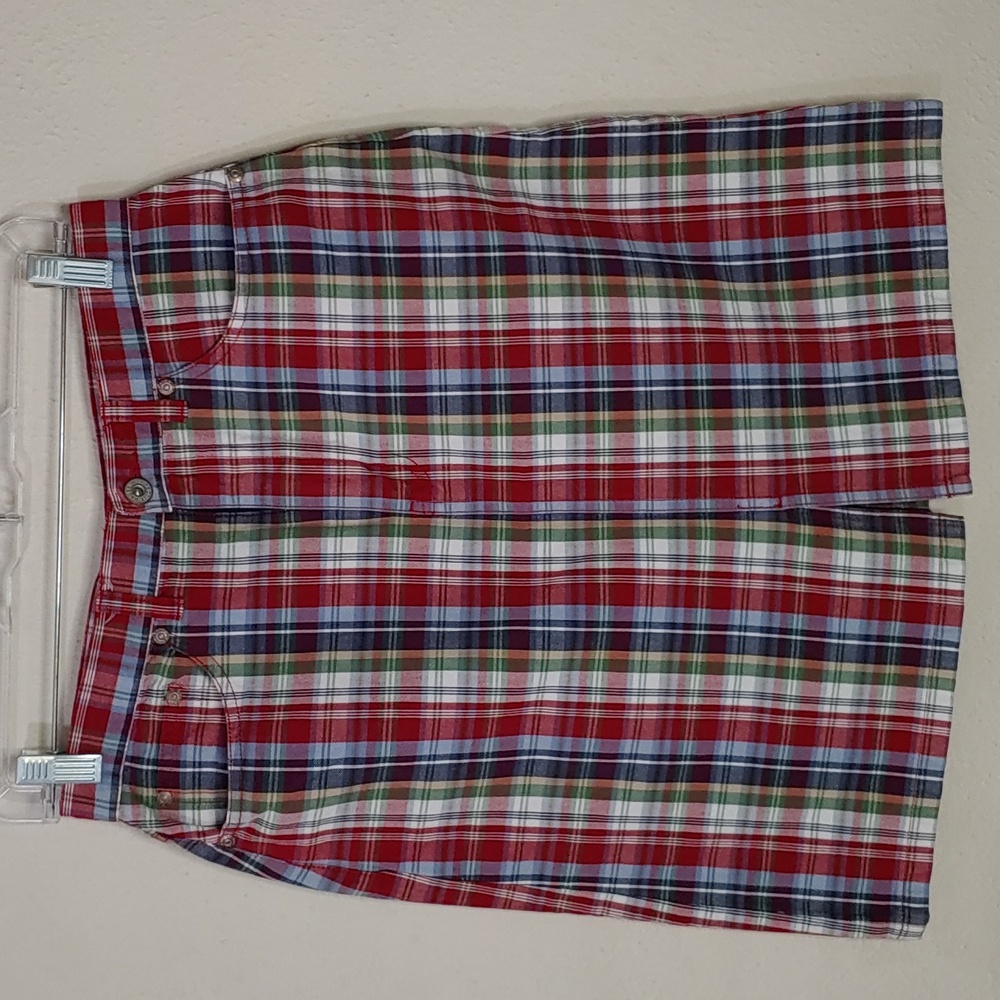 Eddie Bauer Women's Size 8 Petite Plaid Denim Skirt